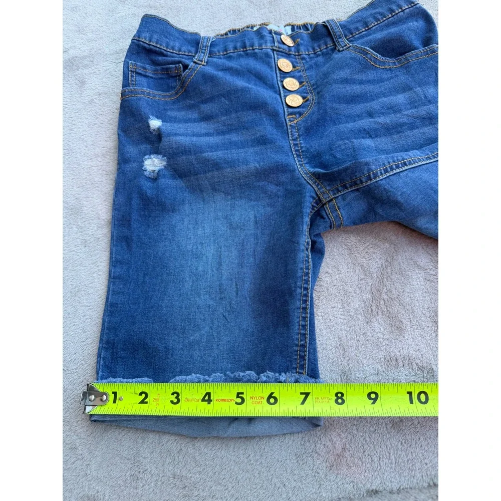 Beautees Denim Bermuda Shorts Girls 14 Blue Distressed Button Fly